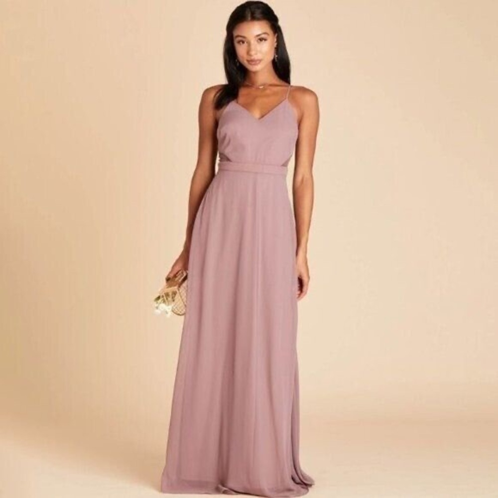 Birdy Greylin  Sleeveless Spaghetti Strap mauve Gown